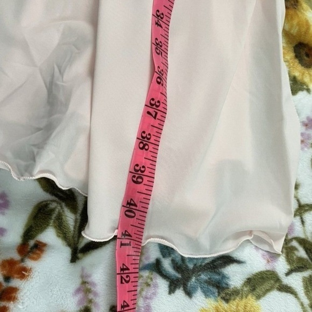 Vintage Shadowline Nightgown Pink Lace Trim 80s Nylon Sleepwear Womens Small USA - Picture 7 of 9